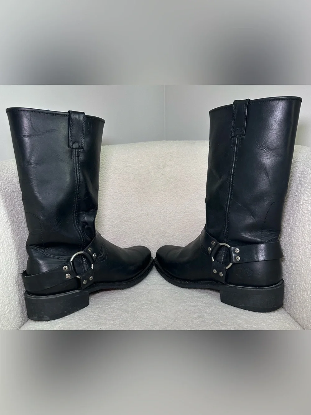 Vintage Harley-Davidson Harness Engineer Boots Black Leather Motorcycle Biker 11